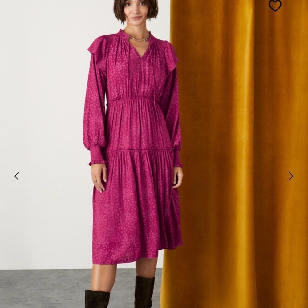 Monsoon Romantic Dreamy Fuchsia Long Sleeve Dress